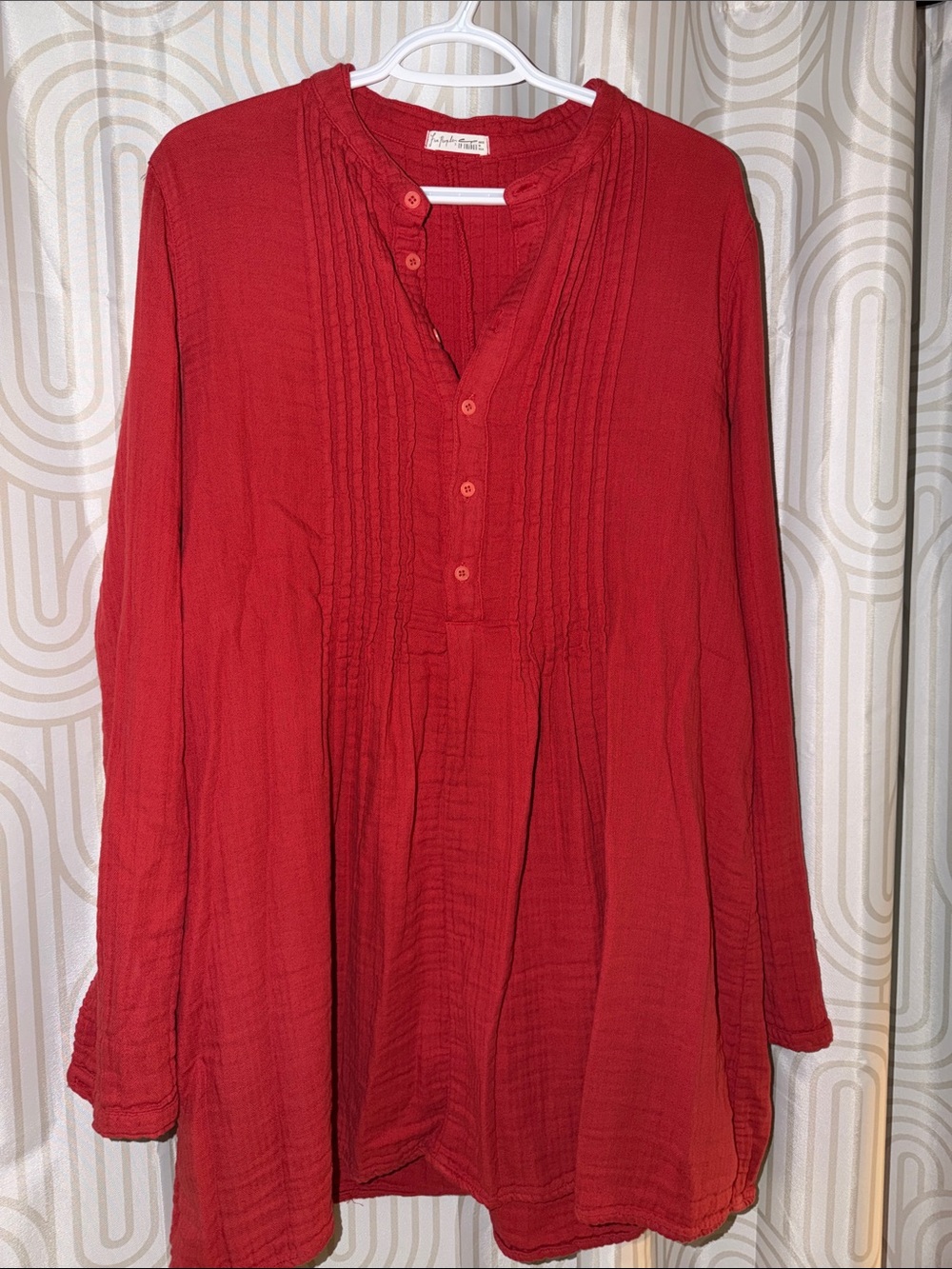 Free People x CP Shades sz S (fits L/XL) Burnt orange sienna gauzey dress fall